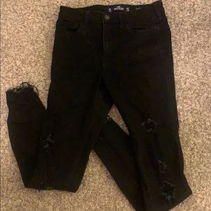 black hollister high waisted ripped jeans